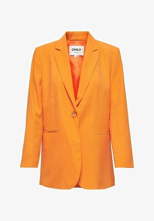 Oranje blazer met één knoop, revers met inkeping, twee voorzakken met schuine openingen en een gladde voering van het merk ONLY.