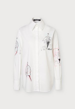 KARL LAGERFELD, EXCLUSIVE PRINTED BLOUSE - Риза с копчета - white