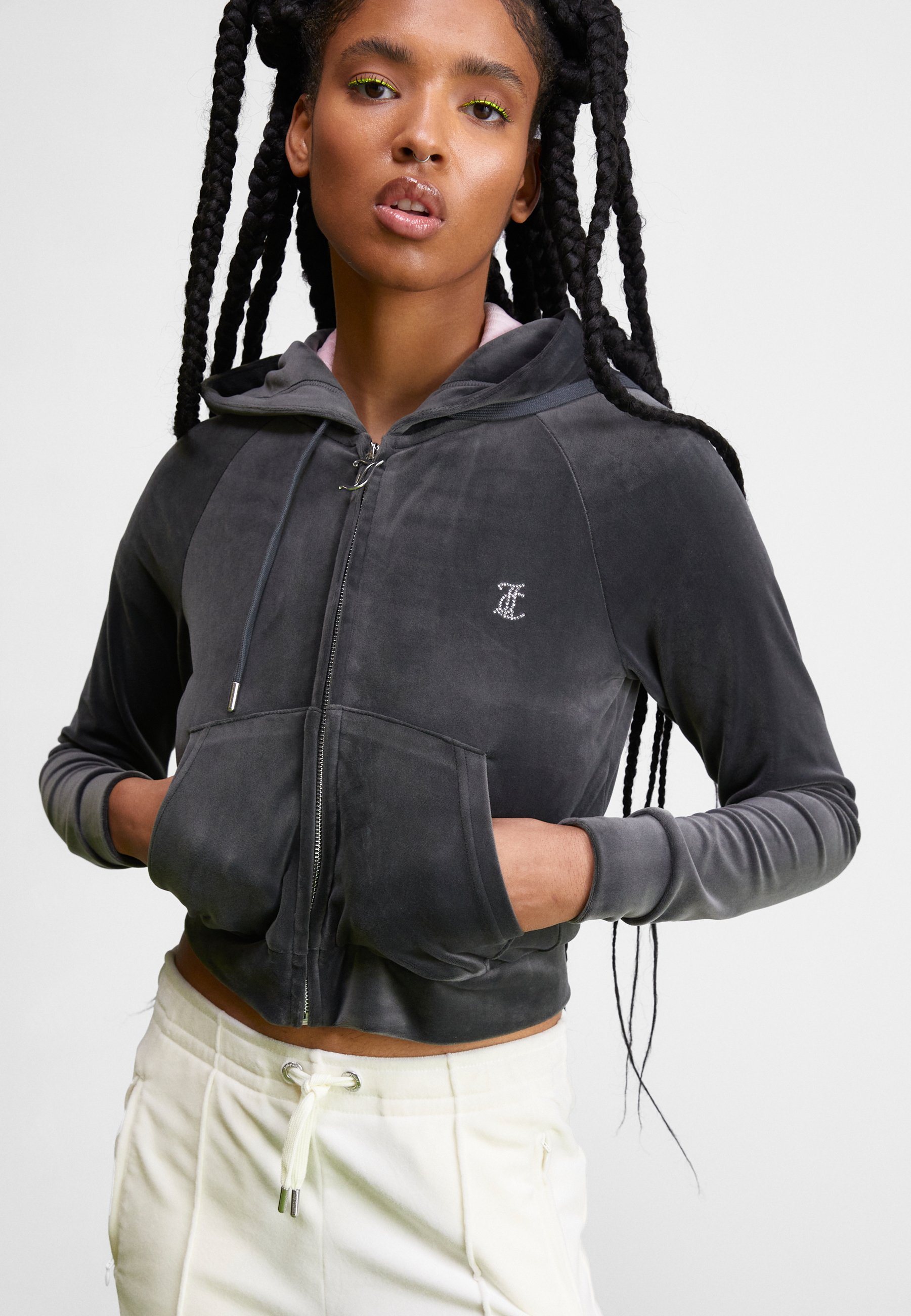 juicy couture black velour zip hoodie