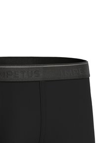Black boxer briefs with a smooth texture and a gray elastic waistband featuring the brand "IMPETUS" embossed along the front.