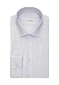 Camicia azzurra chiara con un sottile motivo circolare, colletto button-down e polsino a un bottone. Realizzata in un tessuto traspirante.