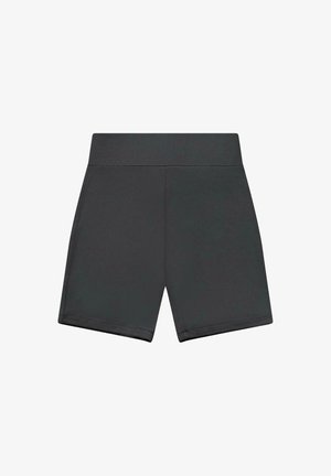 Zwarte, hooggetailleerde, aansluitende shorts met brede tailleband en rechte zomen, ontworpen voor actieve of casual draagmomenten.