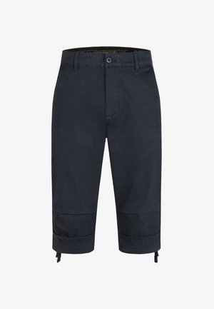 Marineblaues Short aus weichem Stoff, mit taillierter Passform, knöpfbarem Vorderteil und verstellbaren Bündchen mit Kordelzug.