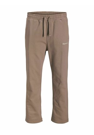 Lichtbruine sweatpants gemaakt van zacht materiaal, met een elastische tailleband met een trekkoord, zijzakken en een licht taps toelopend ontwerp van de pijpen.
