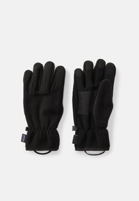 Crne Fleece rukavice s uskim zapešćem, teksturiranim dlanovima za bolji grip i ojačanim detaljima na unutrašnjoj strani dlana.