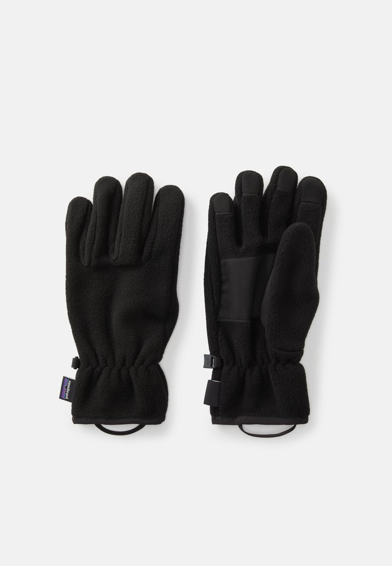 Crne Fleece rukavice s uskim zapešćem, teksturiranim dlanovima za bolji grip i ojačanim detaljima na unutrašnjoj strani dlana.