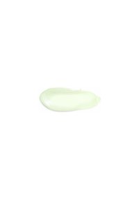 Crème vert clair, texture lisse, forme allongée, légèrement incurvée à une extrémité, posé sur un fond blanc, ressemblant à une quenelle.