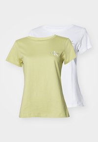 MONOLOGO SLIM TEE 2 PACK - Osnovna majica kratkih rukava - leek green/bright white