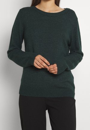 Striktrøje - mottled dark green