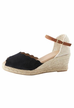 SCALLOP PEEP TOE WEDGES - Keilpumps - navy blue