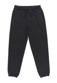 Zwarte sweatpants gemaakt van een zachte, gestructureerde stof. Voorzien van een elastische tailleband met een trekkoord, zijzakken en gebondsde enkels.