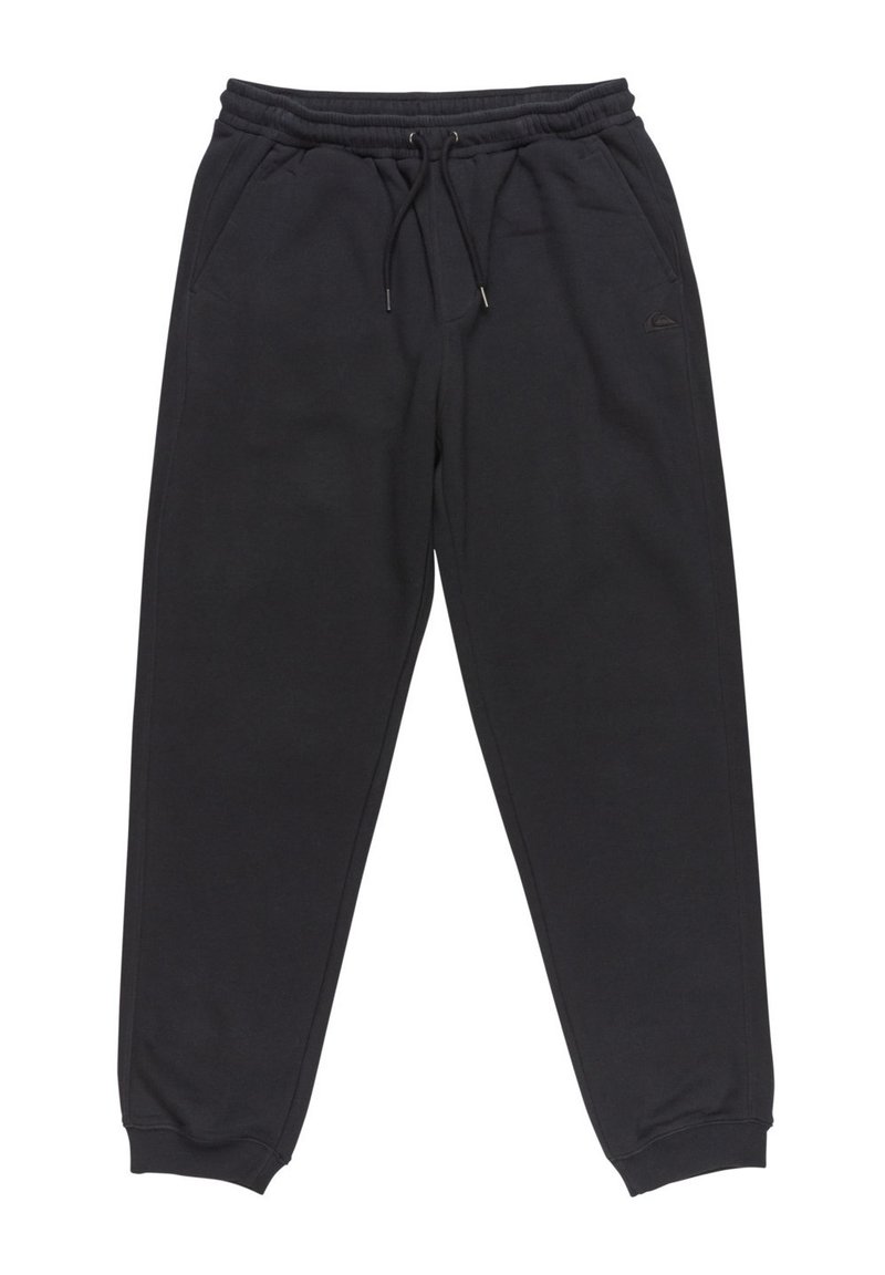 Zwarte sweatpants gemaakt van een zachte, gestructureerde stof. Voorzien van een elastische tailleband met een trekkoord, zijzakken en gebondsde enkels.