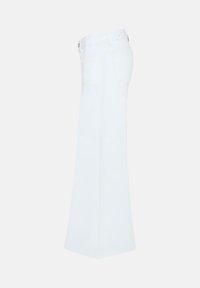 Witte denim uitlopende broek met hoge taille, voorzien van zijzakken en subtiele stiksel details, met een gladde textuur overal.