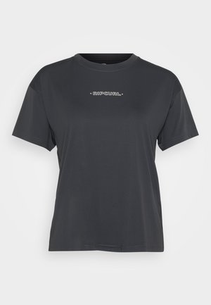 Tumehallid lühikeste varrukatega T-särk, mis on valmistatud pehmest ja siledast kangast. Ees on keskosas valge "RIPCURL" logo. Klasikaline ümar kaelus.