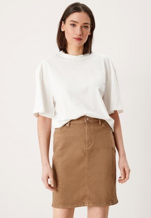 REGULAR - Denim skirt - brown