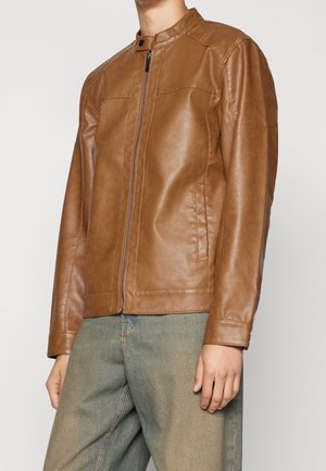 Imiteret læderjakke - brown