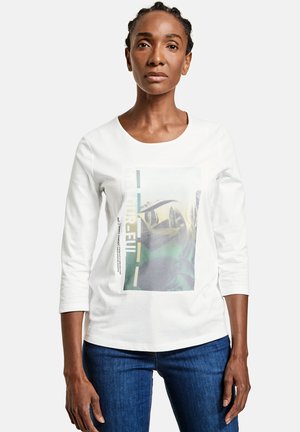 Print T-shirt - ecru/weiss/grün patch