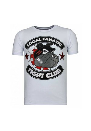 Local Fanatic, FIGHT CLUB SPIKE - RHINESTONE T-SHIRT - WNW - WIT - 13-6230W. - T-shirt print - wit