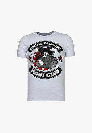 Local Fanatic, FIGHT CLUB SPIKE - RHINESTONE T-SHIRT - WNW - WIT - 13-6230W. - T-shirt print - wit