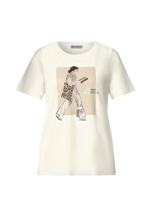 Street One, T-SHIRT MIT RUNDHALS UND FRONTPRINT - T-shirt imprimé - off white