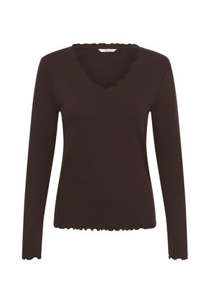 Cream, CRRIBBA LONG SLEEVE V-NECK - Longsleeve - java