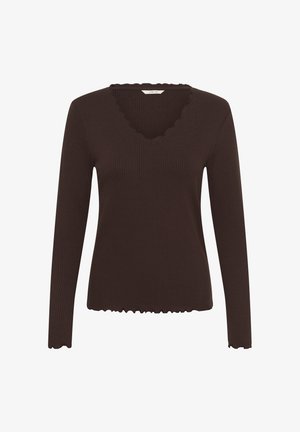 Cream, CRRIBBA LONG SLEEVE V-NECK - Longsleeve - java