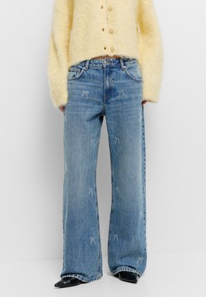 WITH RHINESTONE BOWS - Džínsy s rovným strihom - blue denim