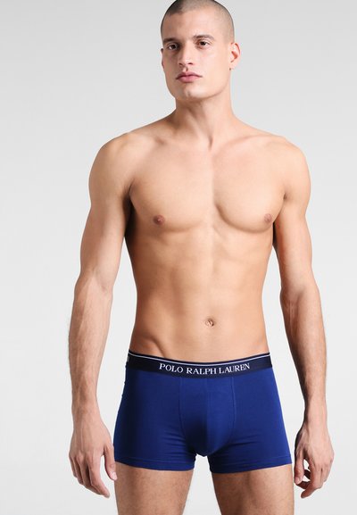 Marineblauwe boxershorts van katoen, met een zwart elastische band met "POLO RALPH LAUREN" branding. Zachte textuur, aansluitend ontwerp.