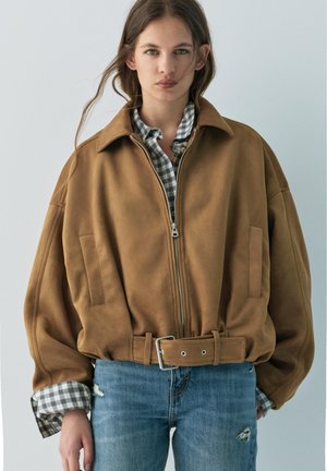 Jachetă din imitație de piele - brown