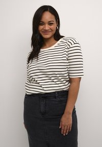 Kaffe Curve KCWINNI - T-shirts print - antique white black stripe