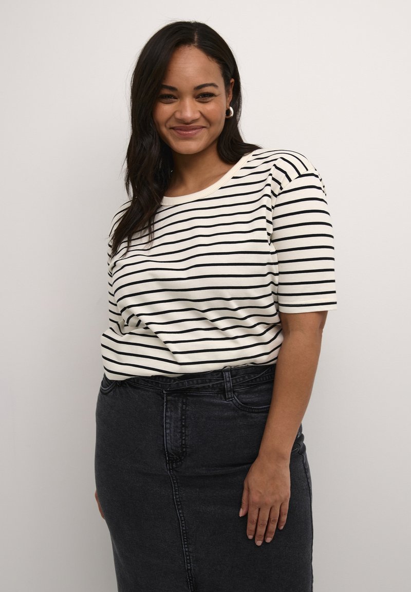 Kaffe Curve KCWINNI - T-shirts print - antique white black stripe