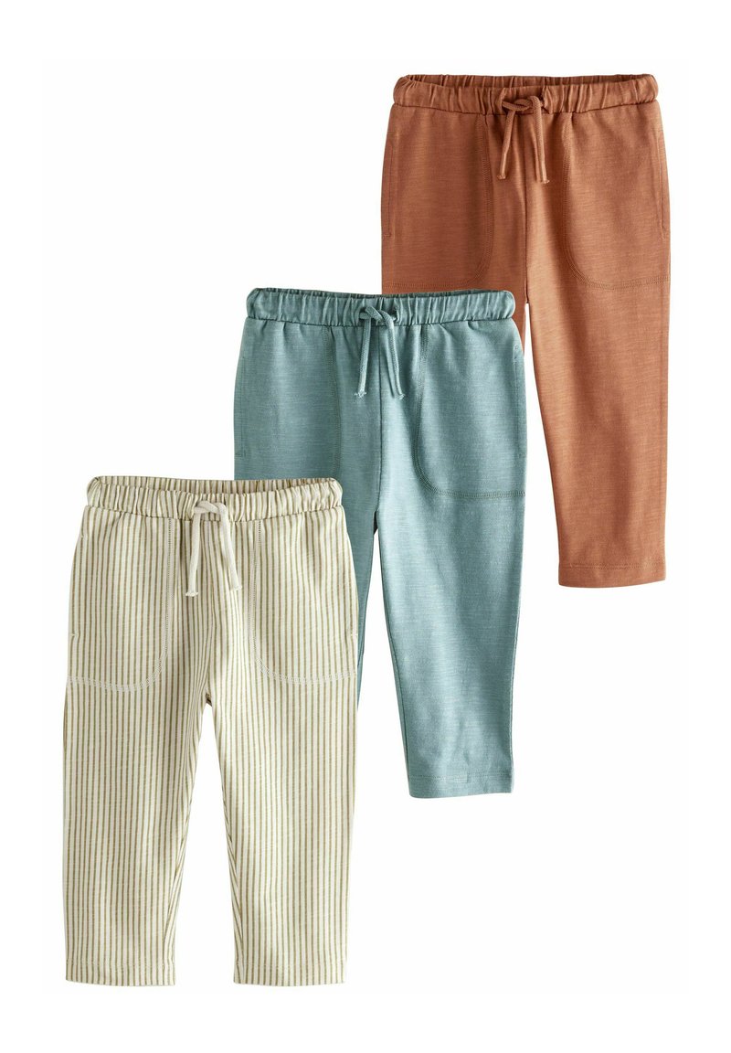 Next - REGULAR FIT - LIGHTWEIGHT 3 PACK - Tracksuit bottoms - blue rust brown ecru stripe, Enlarge