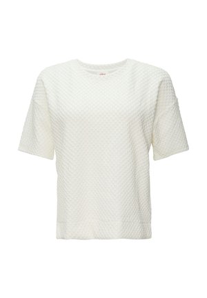 s.Oliver MIT RUNDHALSAUSSCHNITT UND STRUKTURIERTER OBERFLÄCHE - Print T-shirt - creme