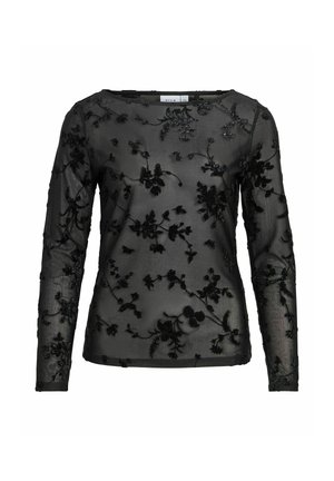 VILA, LONG SLEEVED TOP VIMIRANDA BOAT NECK - T-shirt à manches longues - metallic black