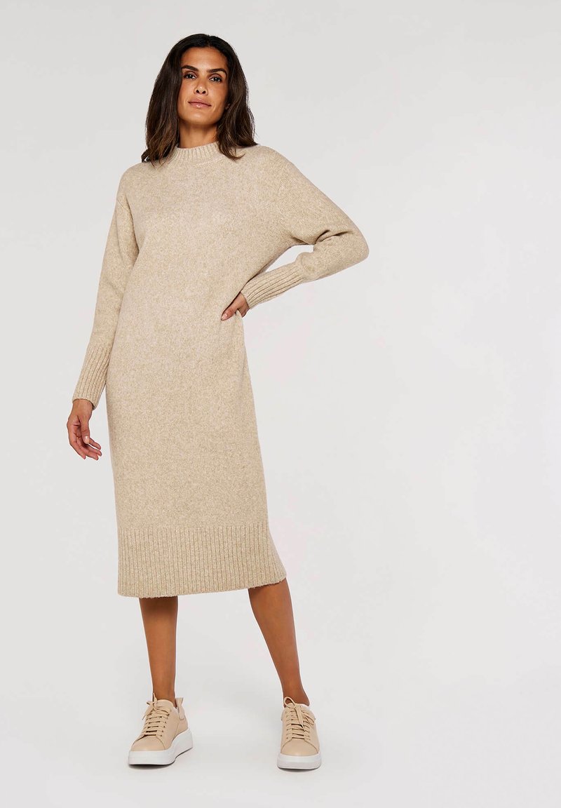 Apricot CHUNKY MIDI - Strickkleid - stone/stein - Zalando.de
