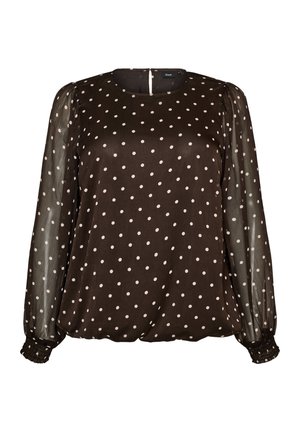 Zizzi, GEBLÜMTE BLUSE AUS CHIFFON MIT TRANSPARENTEN ÄRMELN - Μπλούζα - braun