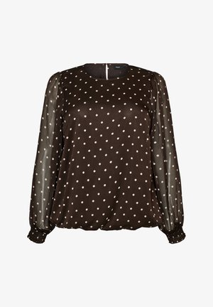 Zizzi, GEBLÜMTE BLUSE AUS CHIFFON MIT TRANSPARENTEN ÄRMELN - Bluse - braun