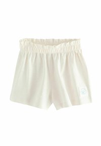 Cremfarbene Shorts aus weichem Stoff mit elastischem Bund. Verfügbar mit einem kleinen Muschel-Logo auf der linken Seite.