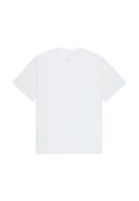 T-shirt en coton blanc à manches courtes, col rond, avec une texture lisse et uniforme. Pas de motifs ou accents visibles. Vue arrière présentée.
