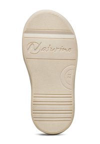 Suola di scarpa beige con pattern di grip testurizzati, con il nome del marchio "Naturino" e il numero di taglia 21 impresso sul fondo.