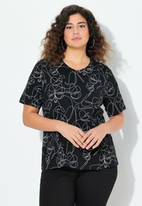 Ulla Popken SHORT SLEEVE TEE - Camiseta estampada - black