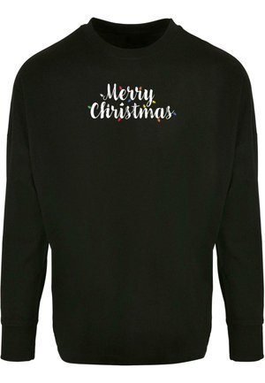 MERRY CHRISTMAS LIGHTS CUT ON SLEEVE  - Sweatshirt - black