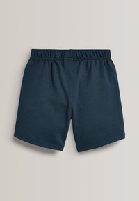 Pantaloni corti blu navy realizzati in un tessuto morbido, dotati di una vita elasticizzata e di una vestibilità dritta con orli cuciti doppi.