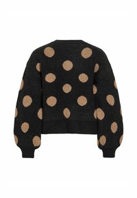 Must sallvari beežide suurte täppidega, tekstuuriga kangas, pikad varrukad, ümar kaelus ning soonikkoes mansetid ja ääris. Lühendatud lõige.