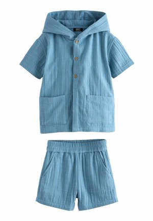 REGULAR FIT - SHORT SLEEVE TEXTURE HOODED SET - Šortky - blue