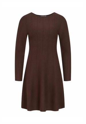 VILA, KNITTED DRESS VIVALUNI SHORT - Robe pull - coffee bean