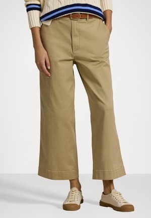 TWILL WIDE LEG CROPPED PANT - Stoffhose - khaki