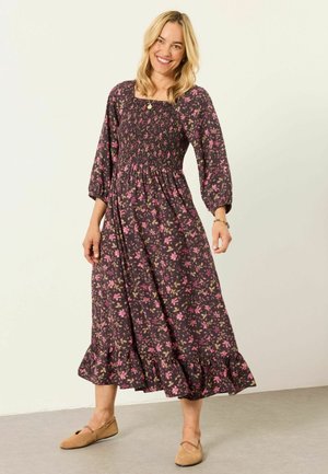 FatFace, MIDI DRESS - Jerseykleid - brown winter floral