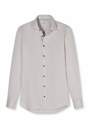 Hemd für Herren, langärmlig, hellgrau, mit durchgehender Knopfleiste und Kentkragen, Innen am Kragen mit der Aufschrift "Olymp Level Five Body Fit".