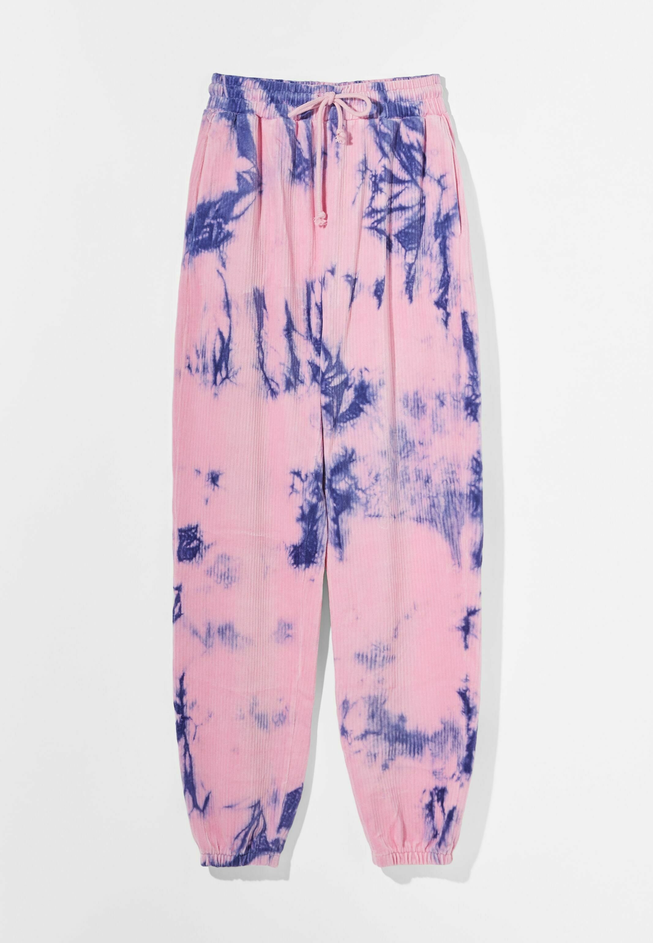 Bershka MIT TIE-DYE-PRINT - Pantaloni sportivi - mauve/malva - Zalando